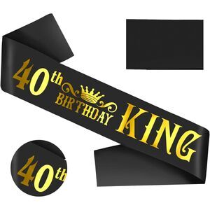 Black and Gold 40th Birthday King Sash
